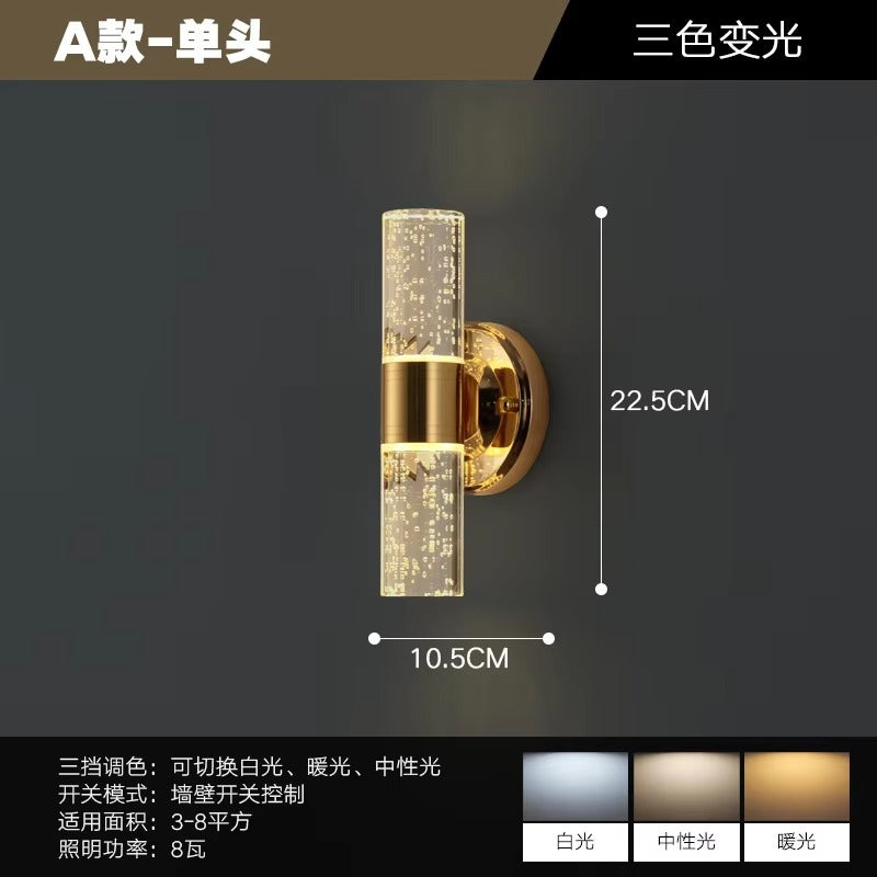Luxury Crystal Wall Lamp | Acrylic Long Cylinder Wall Lighting for Living Room, Bathroom, Bedroom & Corridor