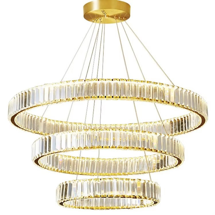 Luxury Modern Crystal Chandelier | Multi-Ring Hanging Lighting for Hotel, Villa, Living Room & Bedroom