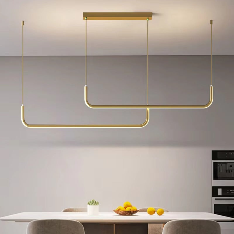 Nordic Bend Aluminum Pendant | Modern Minimalist LED Chandelier for Indoor Lighting