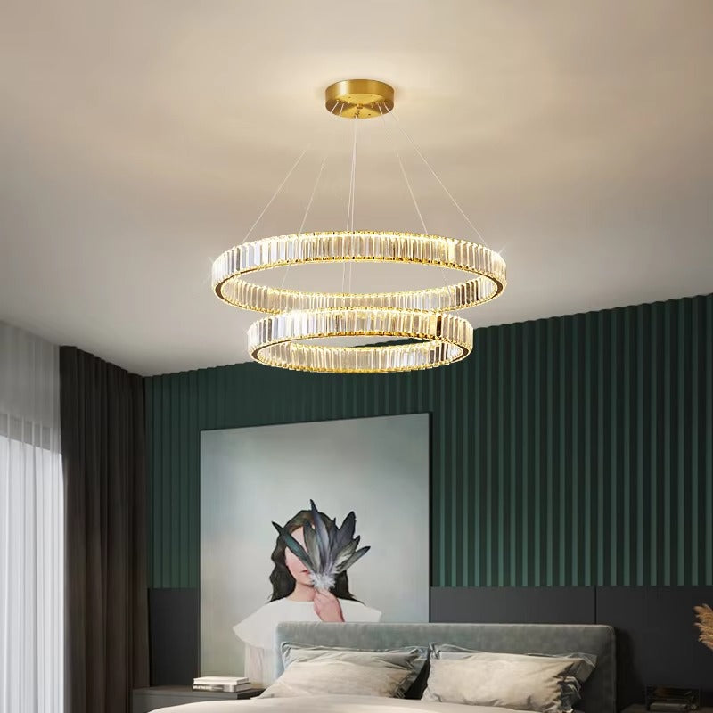 Luxury Modern Crystal Chandelier | Multi-Ring Hanging Lighting for Hotel, Villa, Living Room & Bedroom