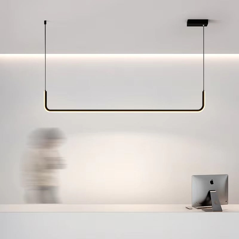 Nordic Bend Aluminum Pendant | Modern Minimalist LED Chandelier for Indoor Lighting