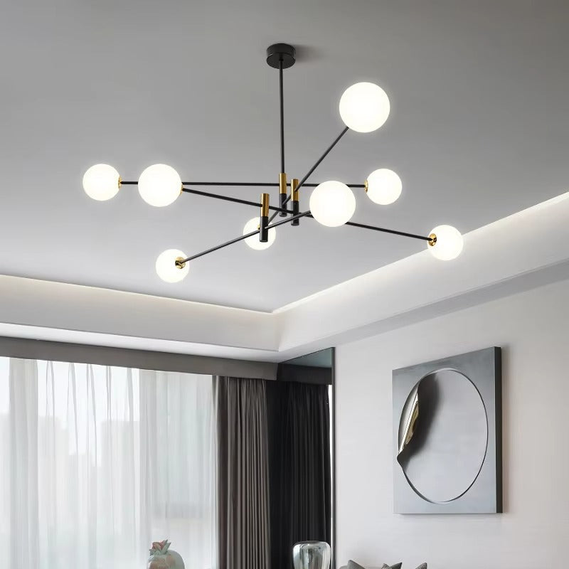 Nordic Industrial Multi-Head White Ball Metal Pendant Lamp | E27 Chandelier for Indoor Decoration