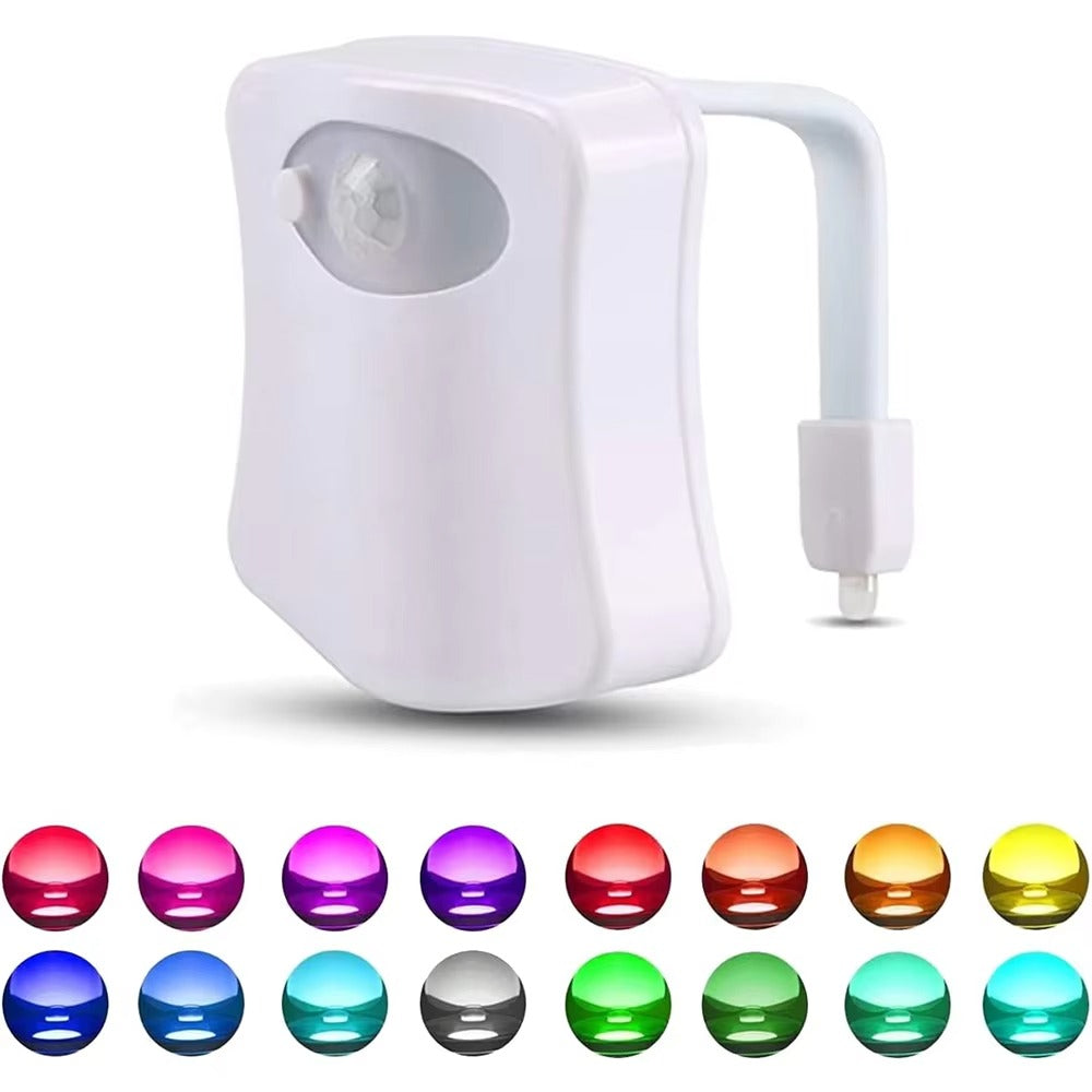 Portable 16-Color Changing Motion Sensor Toilet Bowl Night Light – LED Induction Lighting for WC