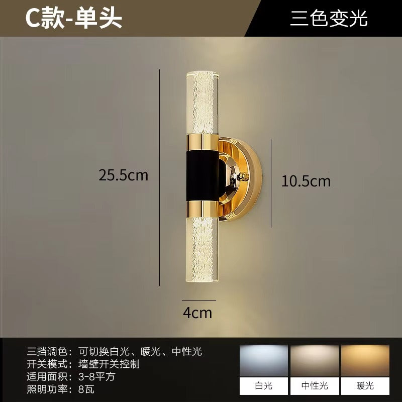 Luxury Crystal Wall Lamp | Acrylic Long Cylinder Wall Lighting for Living Room, Bathroom, Bedroom & Corridor
