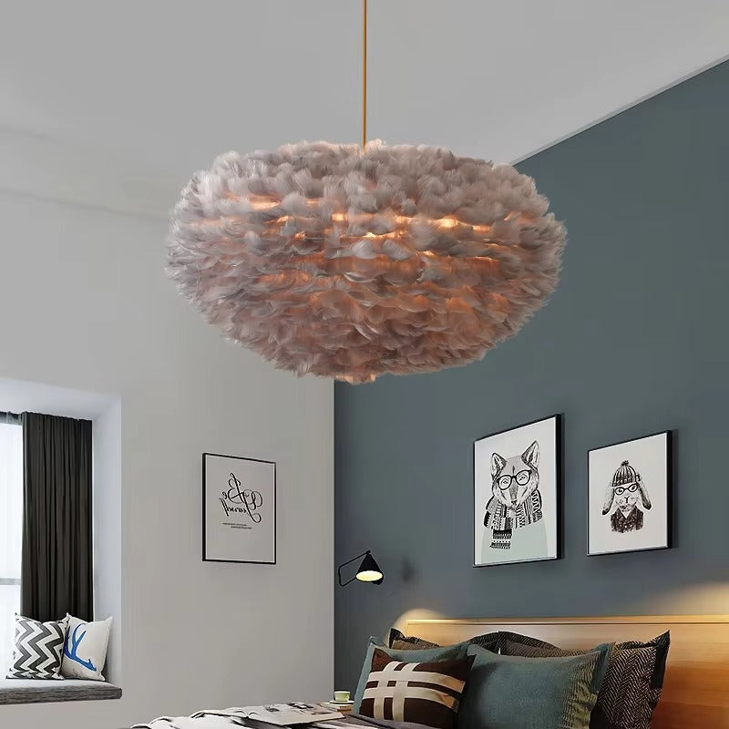 Nordic Goose Feather Shade Chandelier | Creative E27 Pendant for Living Room, Dining & Bedroom