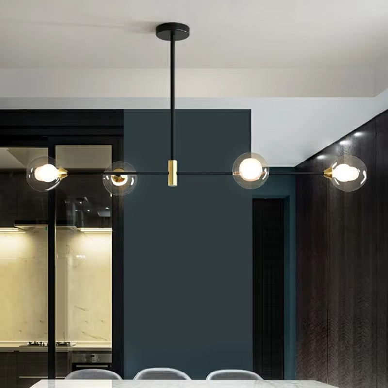 Nordic Glass Rod Multi-Head Pendant | Creative Double Glass G9 Chandelier for Kitchen Island & Dining Room