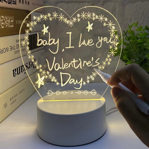 16-Color Erasable Writing Board Night Light | DIY RGB LED Message Acrylic Board with Creative Lighting