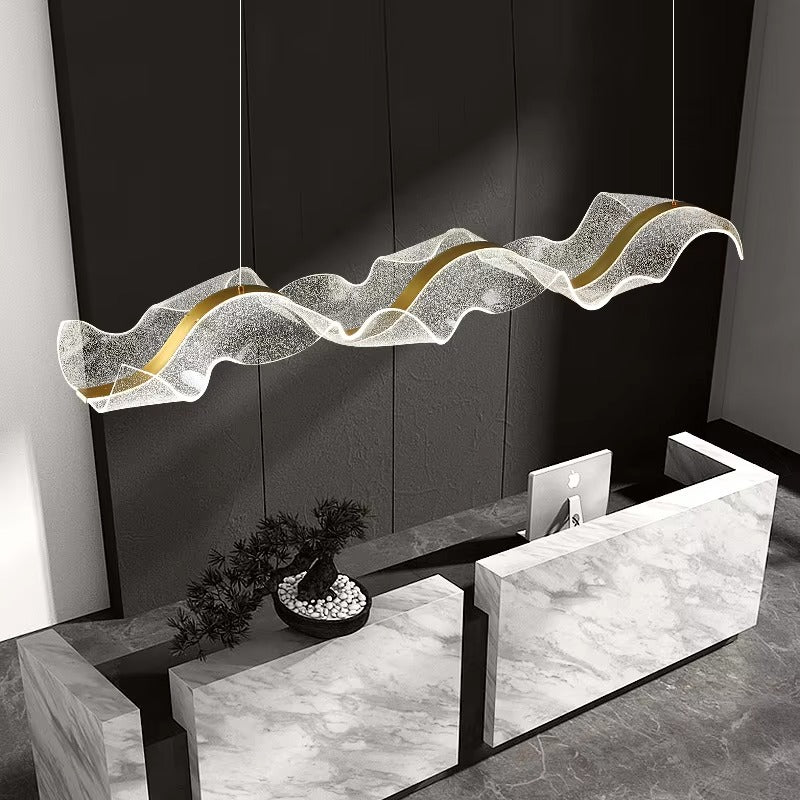 Modern Nordic Large Wave Acrylic Chandelier | Luxury Hanging Pendant for Hotel, Bar & Home Deco