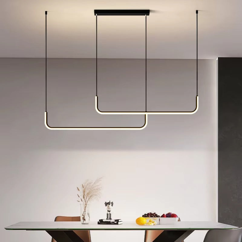 Nordic Bend Aluminum Pendant | Modern Minimalist LED Chandelier for Indoor Lighting