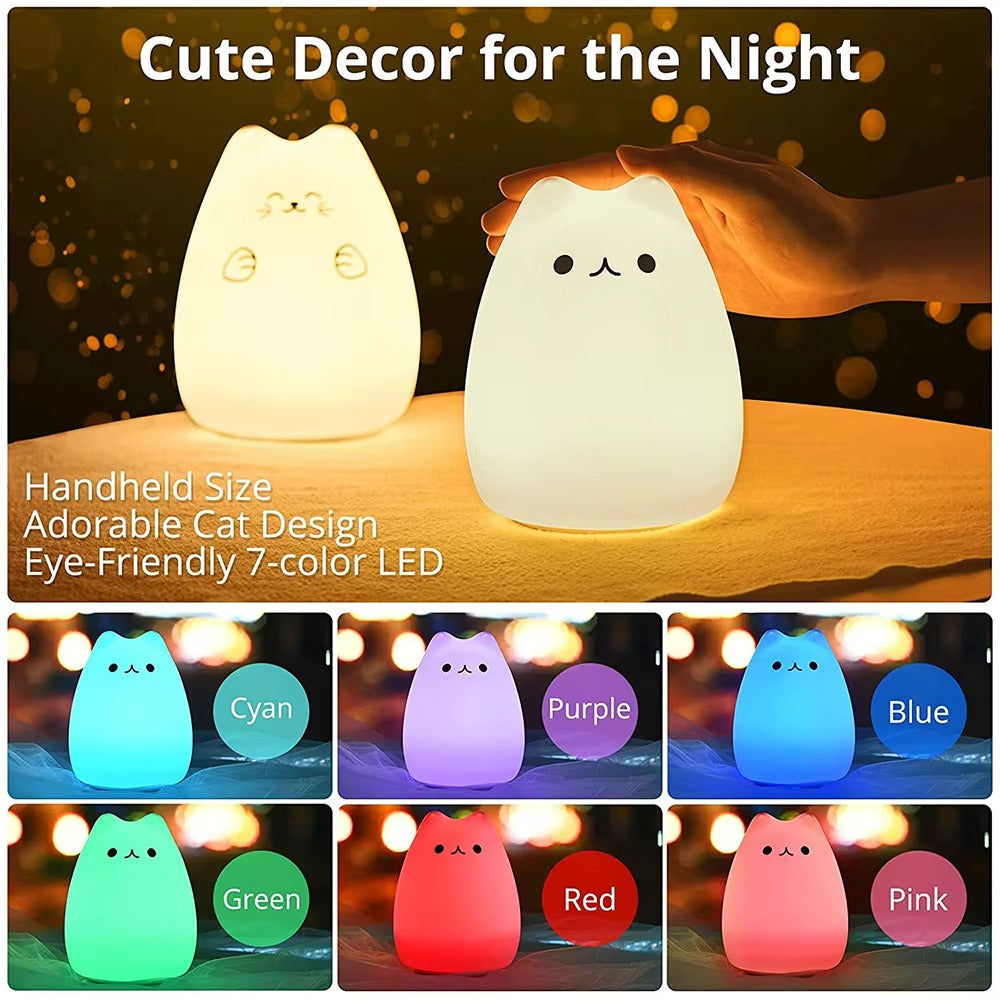 Cute Dimmable 7-Color Night Light Decor for Kid's Room