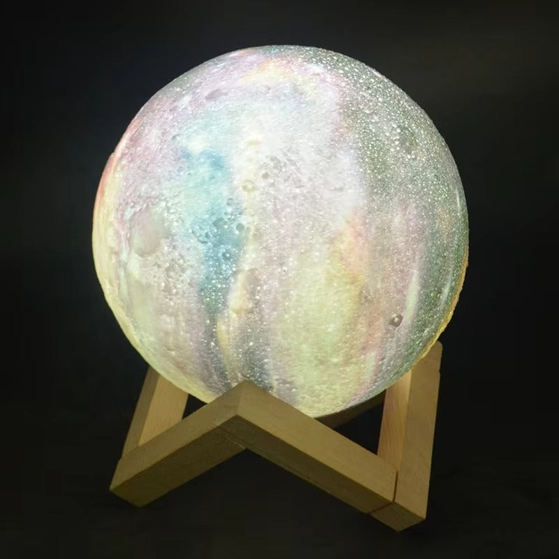 High-Quality 15cm 16-Color Rechargeable 3D LED Moon & Galaxy Lamp with Remote & Touch Control