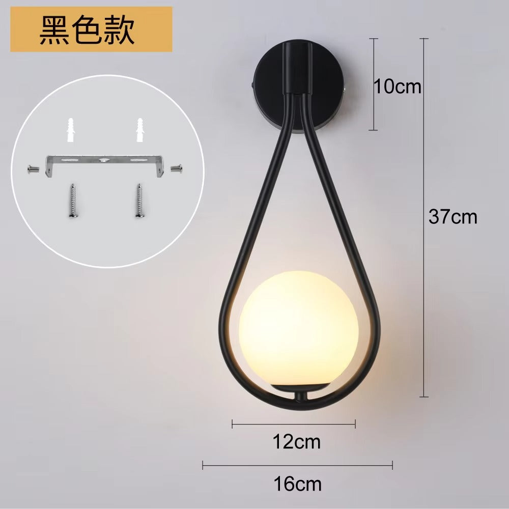 Nordic Modern Design Gold Luxury Wall Lamp with Glass Ball Shades Suitable for Hotel Corridors, Bedrooms, Living Rooms