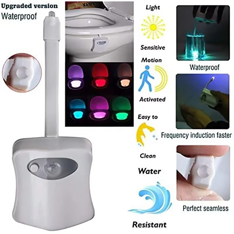 Portable 16-Color Changing Motion Sensor Toilet Bowl Night Light – LED Induction Lighting for WC
