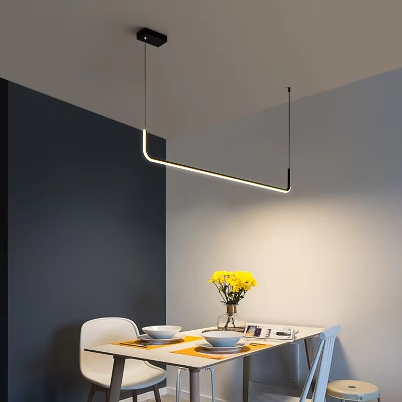 Nordic Bend Aluminum Pendant | Modern Minimalist LED Chandelier for Indoor Lighting