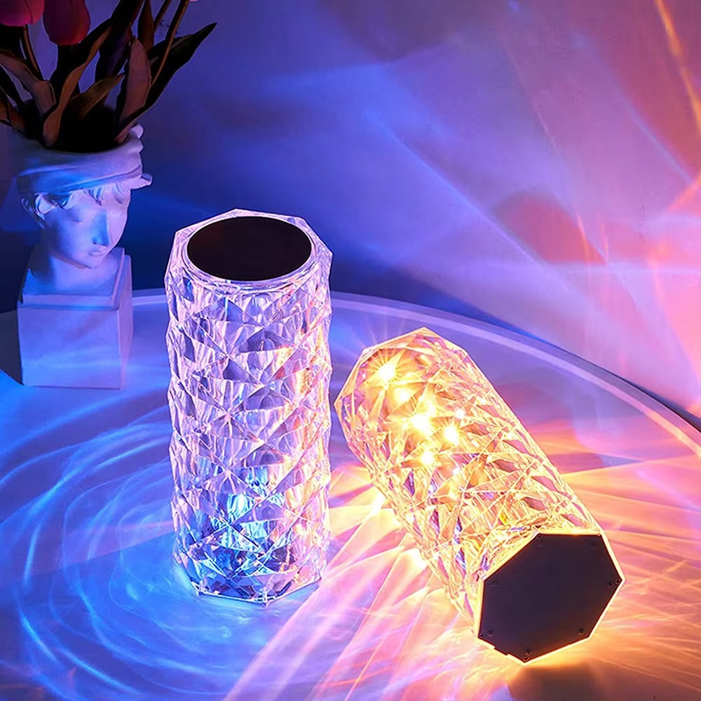 Modern Romantic Indoor Rose LED Night Light | 16-Color RGB Crystal Table Lamp with Touch Control & USB Rechargeable