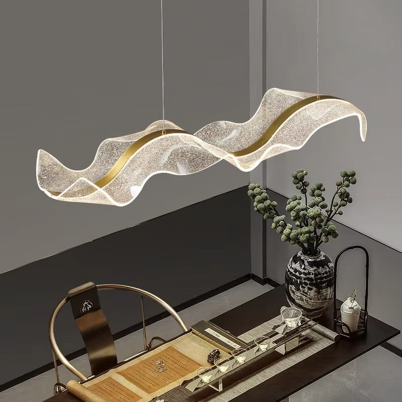 Modern Nordic Large Wave Acrylic Chandelier | Luxury Hanging Pendant for Hotel, Bar & Home Deco