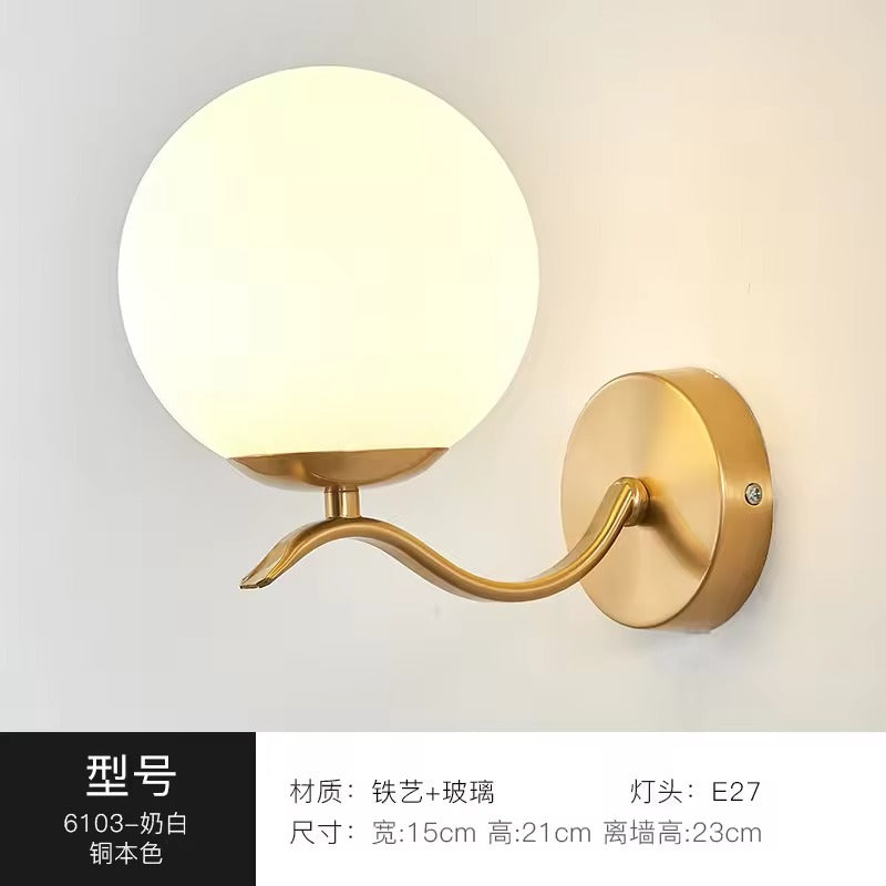 Modern Indoor BedroomGlass Wall Light Living Room Entryway Hotel Corridor Wall Sconce Nordic LED Wall Lamps