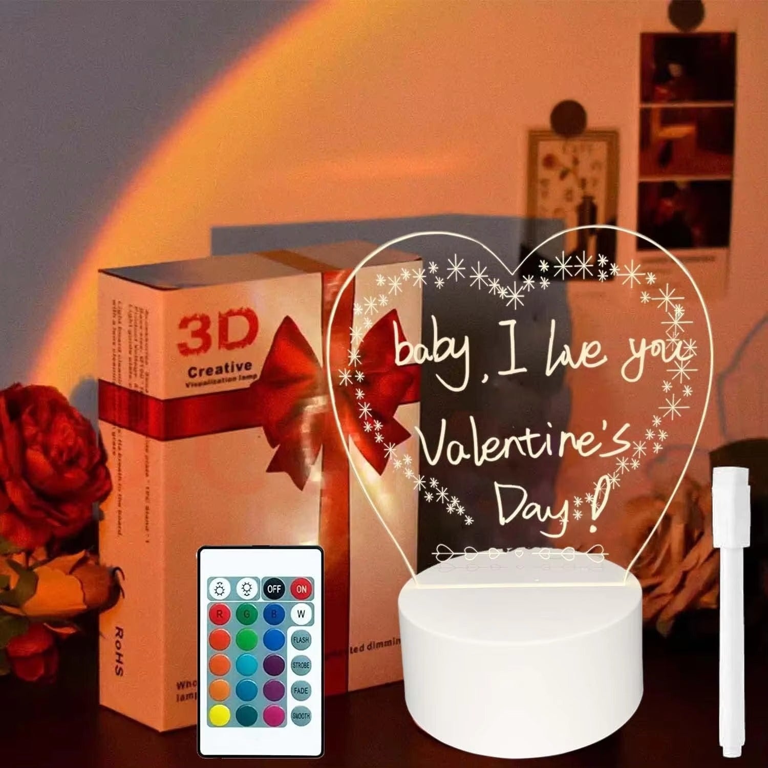 16-Color Erasable Writing Board Night Light | DIY RGB LED Message Acrylic Board with Creative Lighting