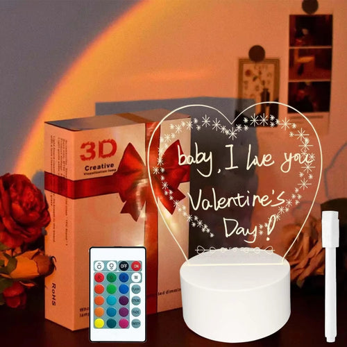 16-Color Erasable Writing Board Night Light | DIY RGB LED Message Acrylic Board with Creative Lighting