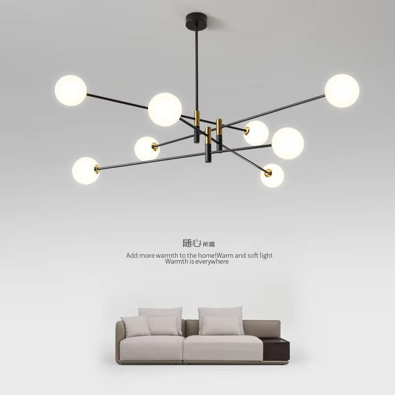 Nordic Industrial Multi-Head White Ball Metal Pendant Lamp | E27 Chandelier for Indoor Decoration