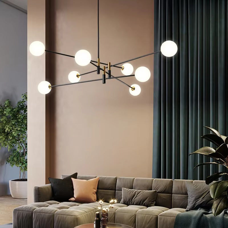 Nordic Industrial Multi-Head White Ball Metal Pendant Lamp | E27 Chandelier for Indoor Decoration