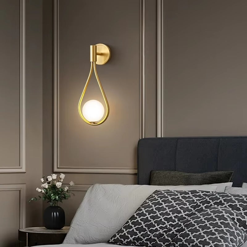 Nordic Modern Design Gold Luxury Wall Lamp with Glass Ball Shades Suitable for Hotel Corridors, Bedrooms, Living Rooms