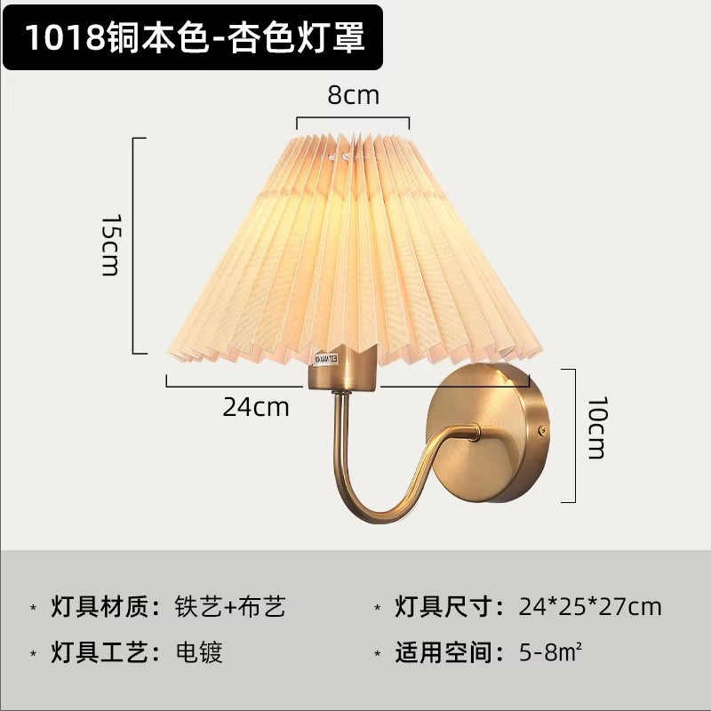 Home Decor Pleated Fabric Wall Lamp | Living Room Backdrop Light & E27 Bedside Reading Lamp