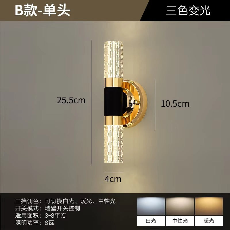 Luxury Crystal Wall Lamp | Acrylic Long Cylinder Wall Lighting for Living Room, Bathroom, Bedroom & Corridor