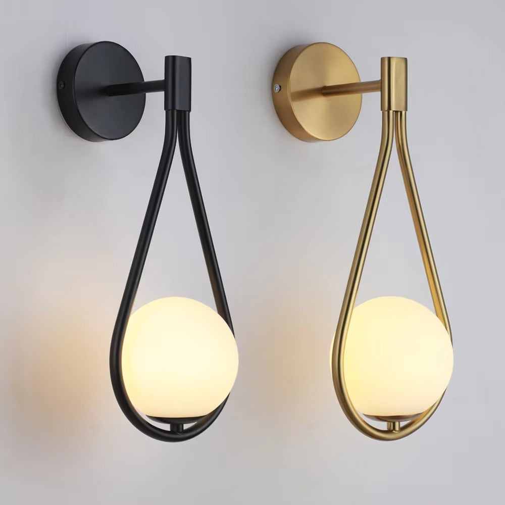 Nordic Modern Design Gold Luxury Wall Lamp with Glass Ball Shades Suitable for Hotel Corridors, Bedrooms, Living Rooms