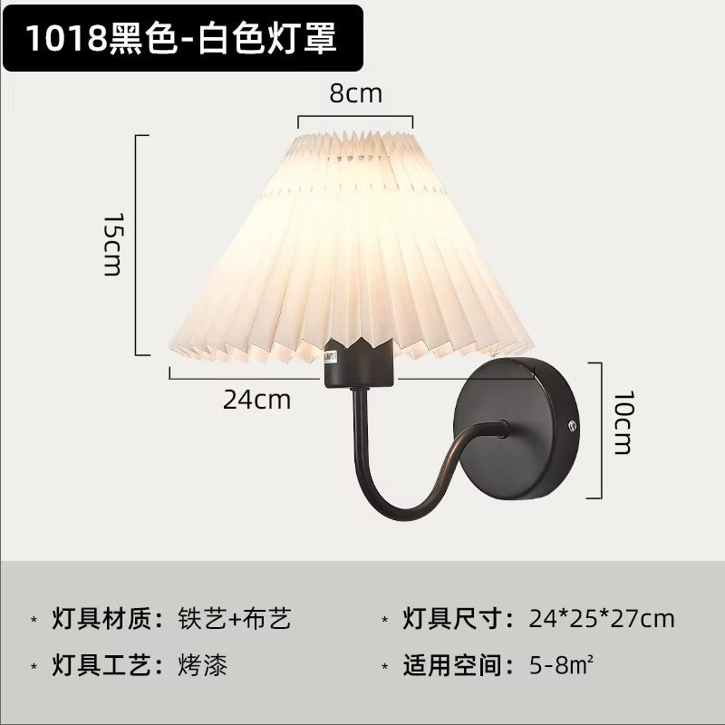 Home Decor Pleated Fabric Wall Lamp | Living Room Backdrop Light & E27 Bedside Reading Lamp