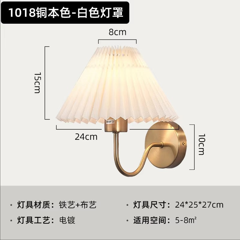 Home Decor Pleated Fabric Wall Lamp | Living Room Backdrop Light & E27 Bedside Reading Lamp