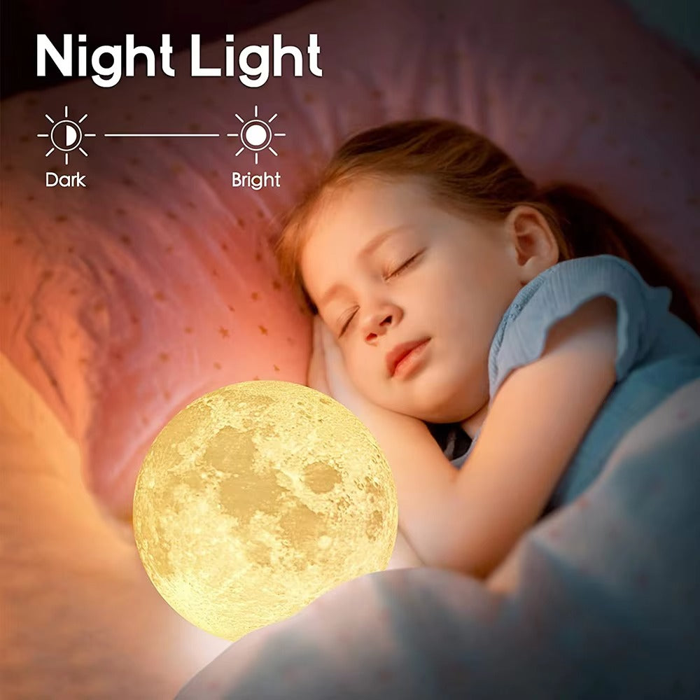 Wholesale Custom Smart 3D Printed LED Touch Moon Night Light | 16-Color DIY Mood Lamp with Personalization