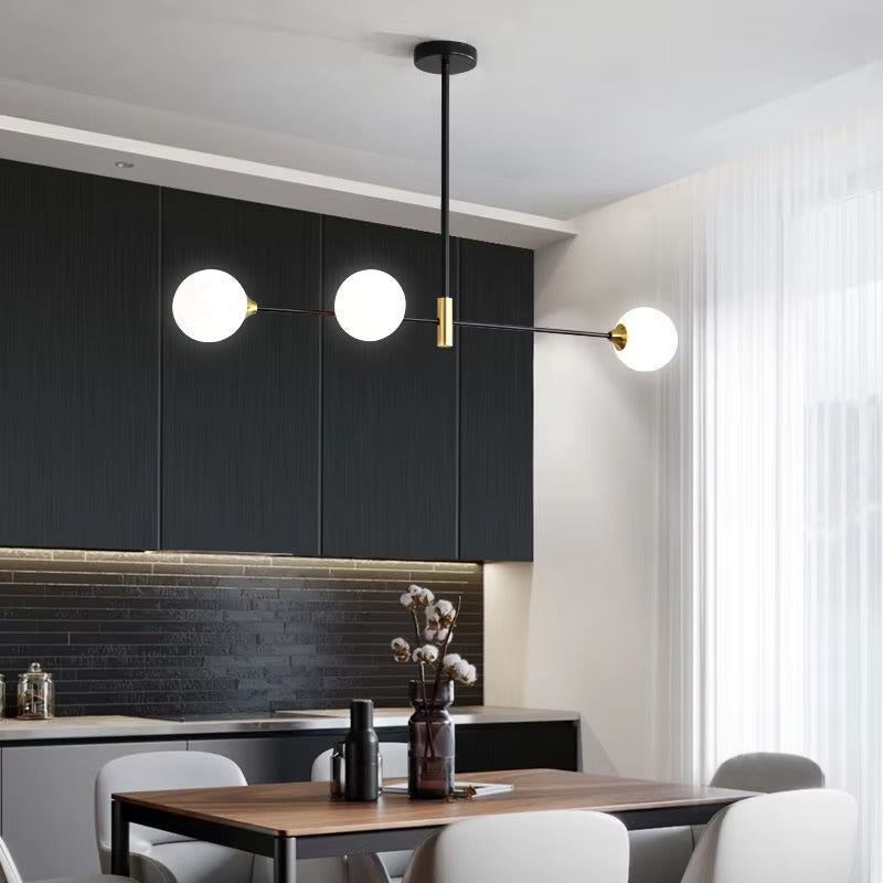 Nordic Glass Rod Multi-Head Pendant | Creative Double Glass G9 Chandelier for Kitchen Island & Dining Room