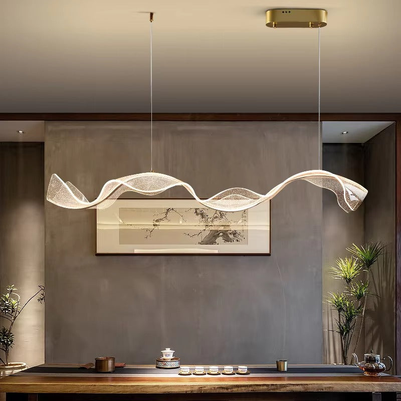 Modern Nordic Large Wave Acrylic Chandelier | Luxury Hanging Pendant for Hotel, Bar & Home Deco