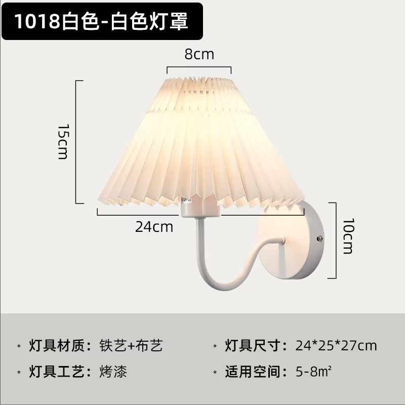 Home Decor Pleated Fabric Wall Lamp | Living Room Backdrop Light & E27 Bedside Reading Lamp