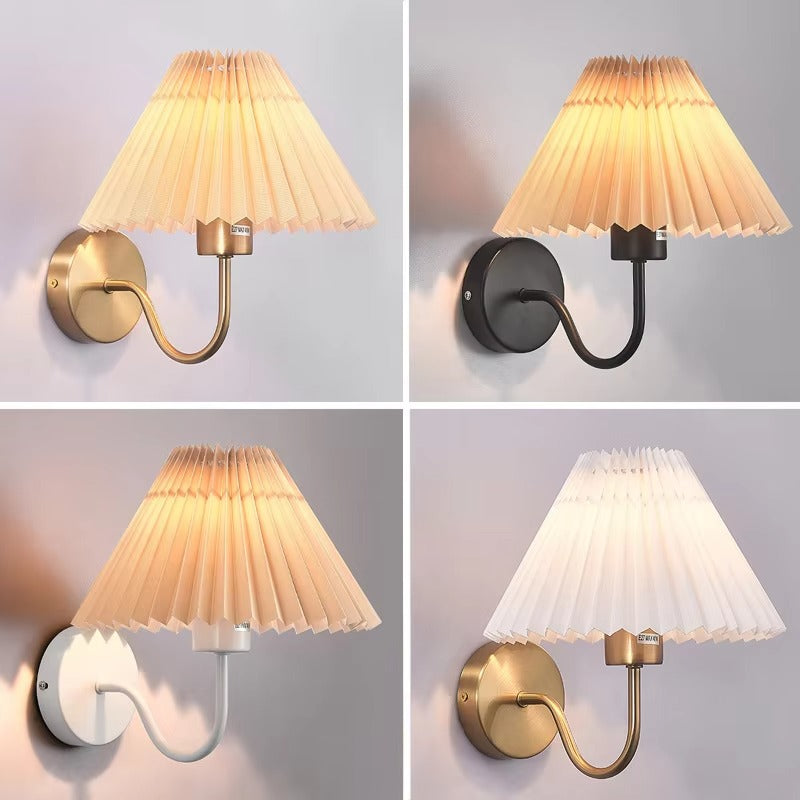 Home Decor Pleated Fabric Wall Lamp | Living Room Backdrop Light & E27 Bedside Reading Lamp