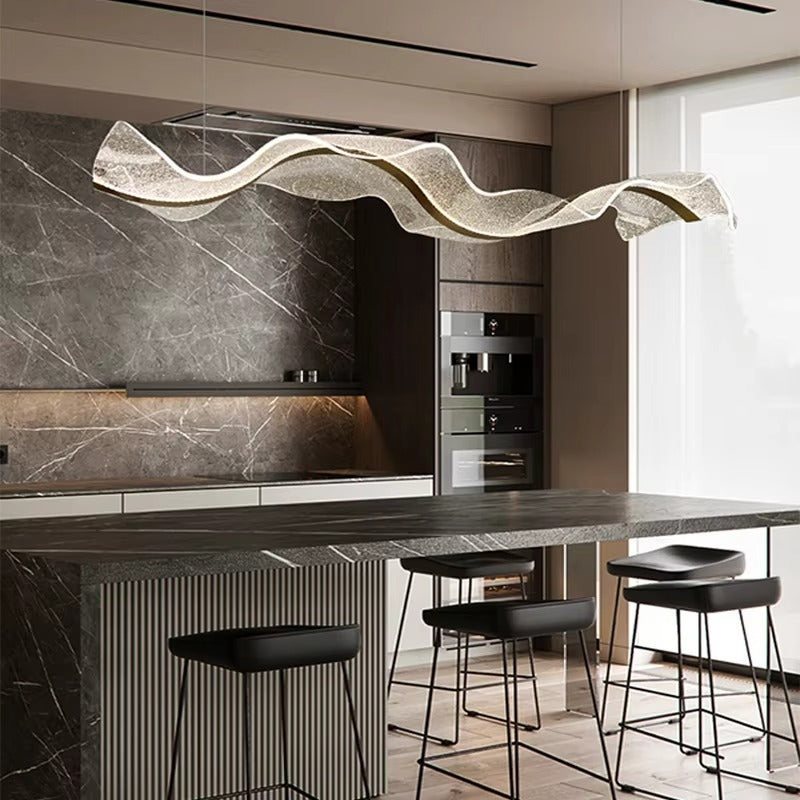 Modern Nordic Large Wave Acrylic Chandelier | Luxury Hanging Pendant for Hotel, Bar & Home Deco