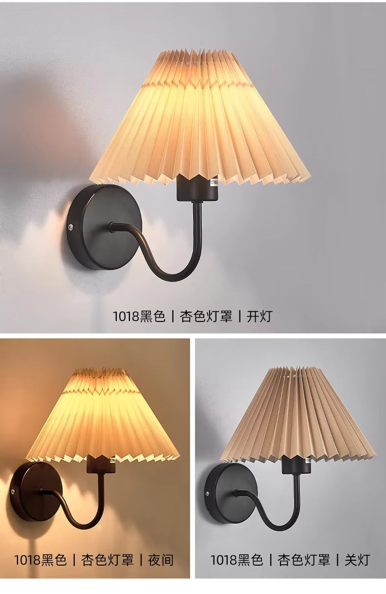 Home Decor Pleated Fabric Wall Lamp | Living Room Backdrop Light & E27 Bedside Reading Lamp